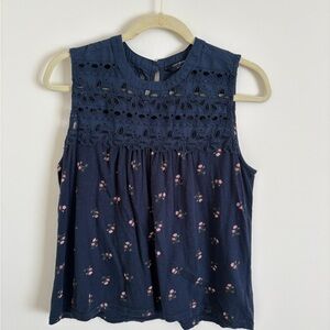 Lucky Brand Navy Blue Lace Blouse